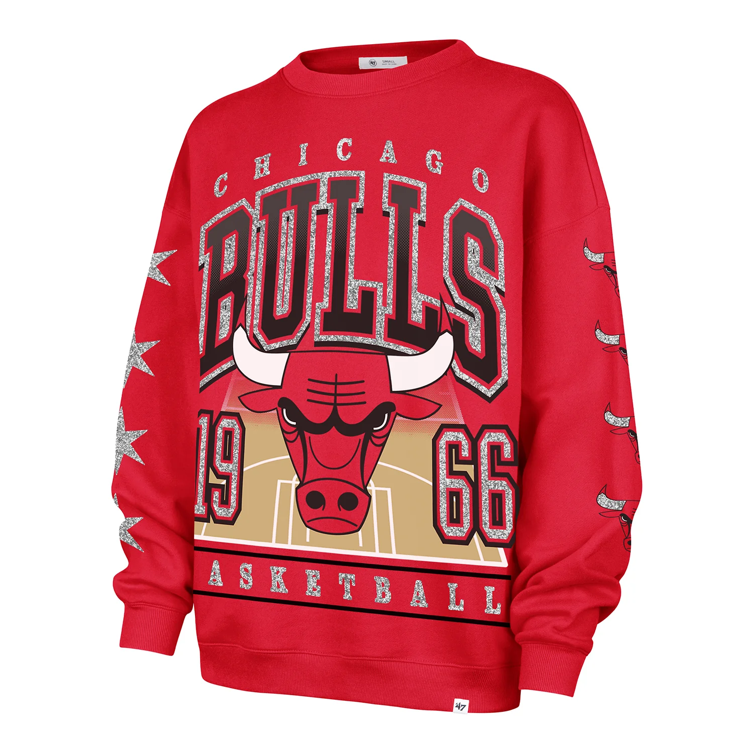 Ladies Chicago Bulls ’47 Brand Oversized Go Big Crewneck Sweatshirt