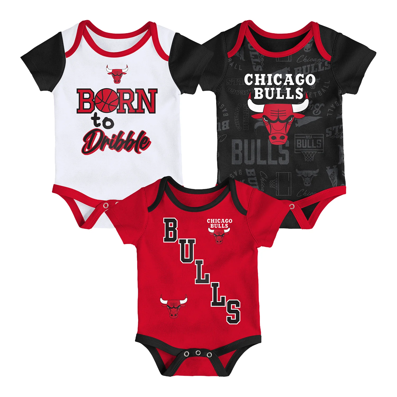 Infant Chicago Bulls 3-Pack Assorted Onesies